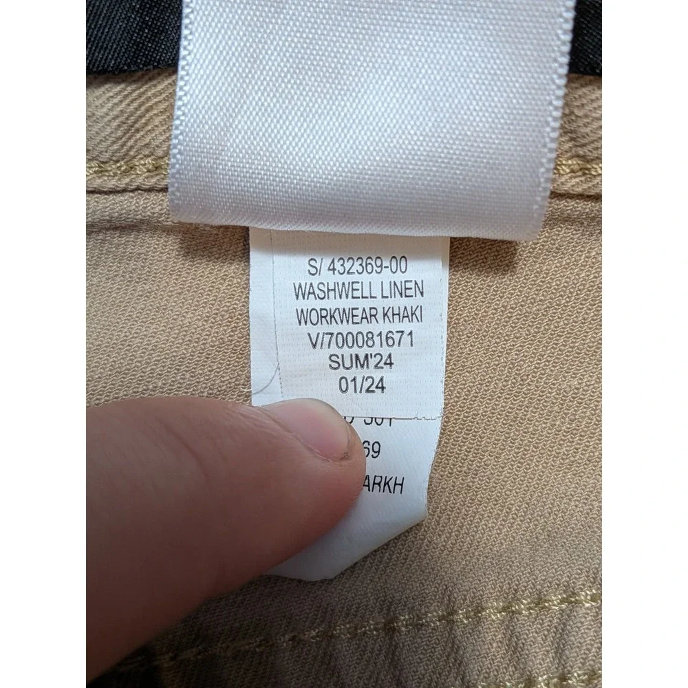 Banana Republic Washwell Mens 36x32 Pants Linen Workwear Khaki Slim Fit Blend